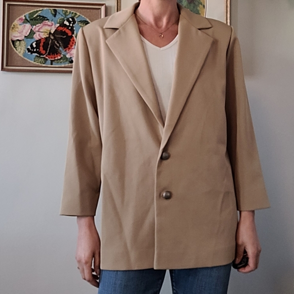 Vintage tan blazer jacket - Picture 3 of 5